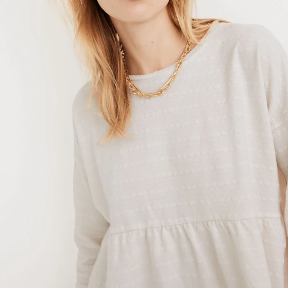 Madewell | Jacquard Babydoll Top in Lighthouse Cream - Size S - Picture 2 of 12